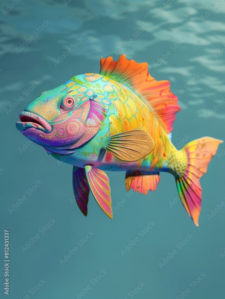 Fototapeta premium Tropical Parrotfish Habitat 3D Clipart
