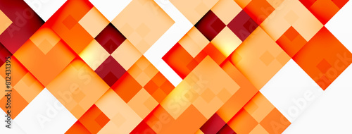 A vibrant pattern of amber squares on a white background, creating a colorful rectangular design. The mix of shades creates a bold and eyecatching flooring material property