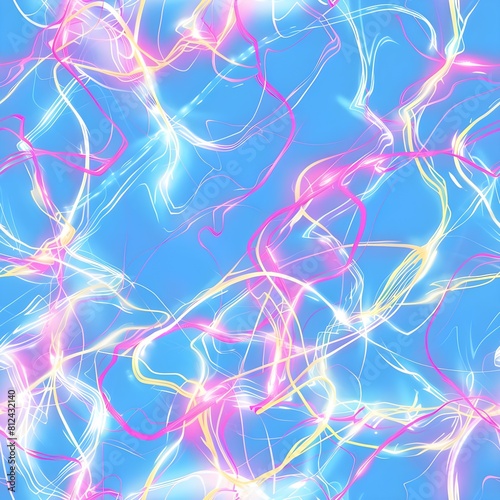 shimmering neon threads of energy blue sky background tile seamless pattern background