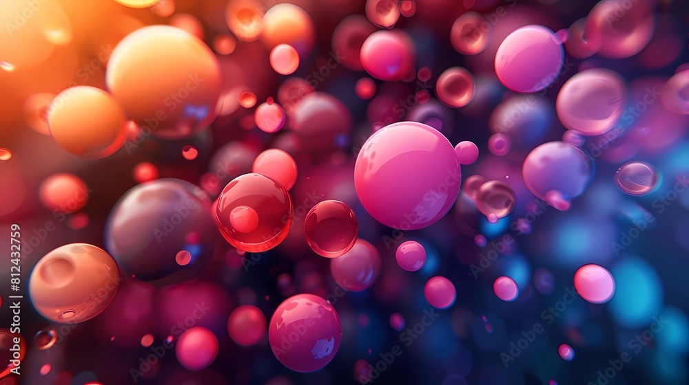 Create an abstract 3D rendering of a cluster of floating spheres with a warm color palette.