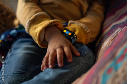 Child Wearing Stress Monitoring Wearable for Wellness and Calm