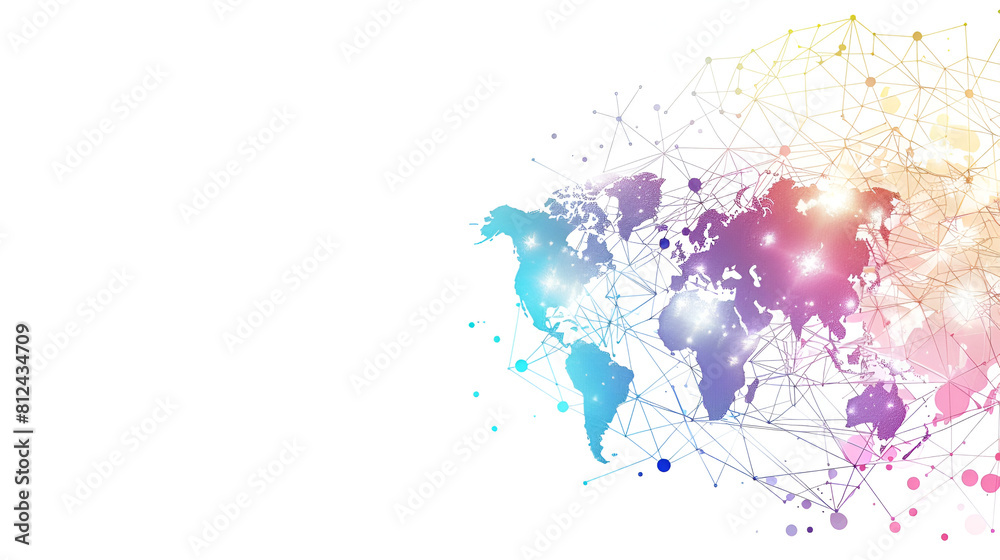 Obraz premium worldwide communication banner in white with colorful network