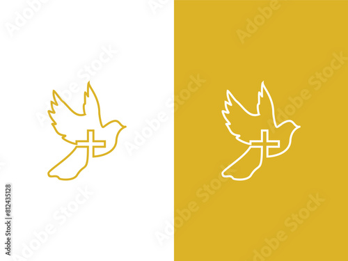 Pigeon and Cross logo icon vector illustration 