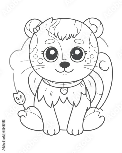 Animal coloring book page for kids