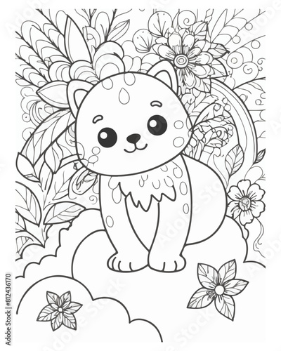 Animal coloring book page for kids
