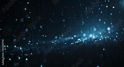 Minimalist 3D-rendered digital rain, soft light droplets symbolizing data proliferation photo