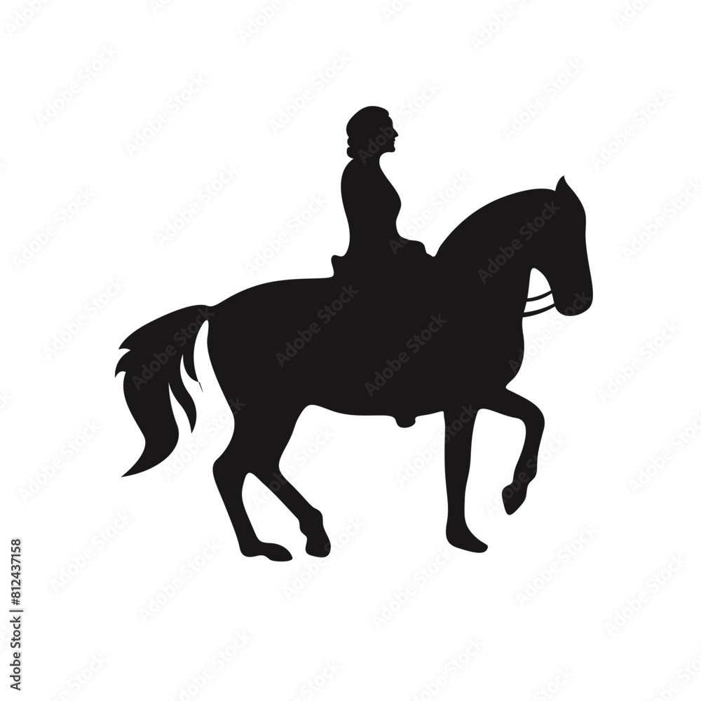 Fototapeta premium Cowboy Figure Silhouette with Lasso and Horse. Vector Illustration
