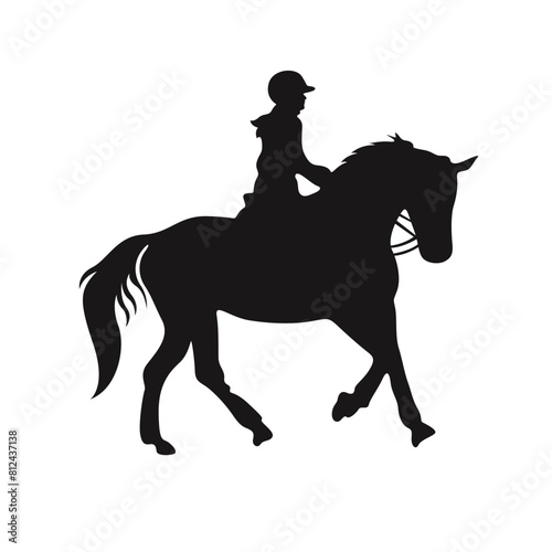 Cowboy Figure Silhouette with Lasso and Horse. Vector Illustration © Denu