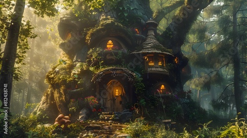 Forest Dwellers A Hidden Village of Enchanted Creatures Nestled Among the Verdant Trees