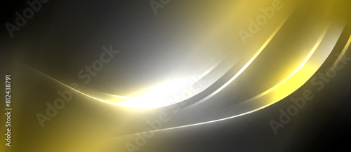 A vibrant yellow and white wave, resembling a circling lens flare against a dark black background, creating a mesmerizing artistic representation of an astronomical event in the sky