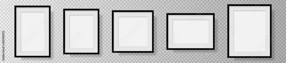 Photo Realistic Black Blank Picture Frame, hanging on a Wall from the ...