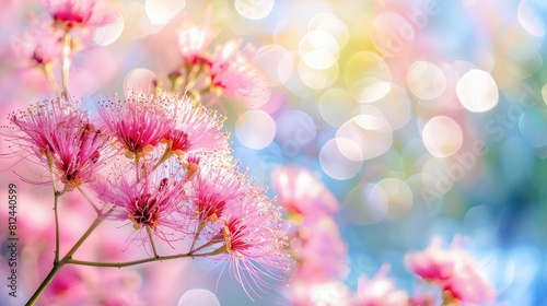 Background with Albizia julibrissin flowers also known as Persian silk tree or pink silk tree © AkuAku
