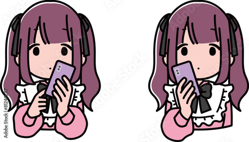 スマホを持つツインテールの地雷系女の子