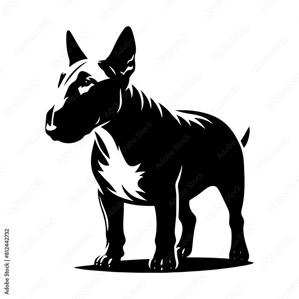 Bull Terrier Vector Silhouette- Bull Terrier Illustration- Minimalist Bull Terrier Vector.