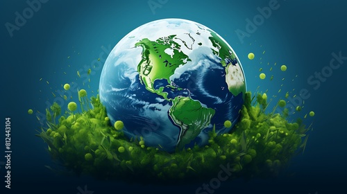 An illustration of Earth with a caption saying "Act now for a sustainable future" for Earth Day.