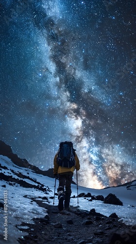 Hiking Under the Starry Skies of Mount Kilimanjaro Adventurous Trekking in the Wilderness Amid Majestic Landscapes