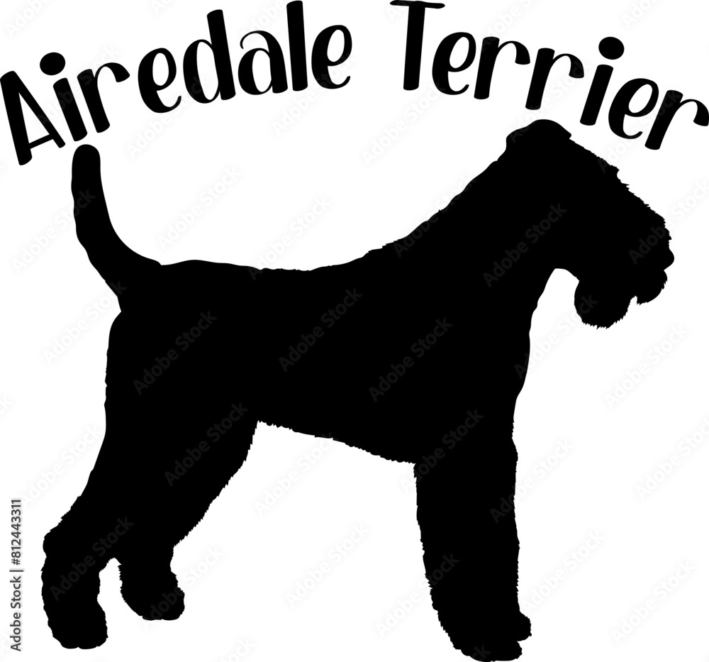 Airedale Terrier. Dog silhouette dog breeds logo dog monogram vector Airedale Terrier. Dog silhouette dog breeds logo dog monogram vector