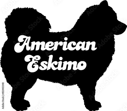 American Eskimo. Dog silhouette dog breeds logo dog monogram vector