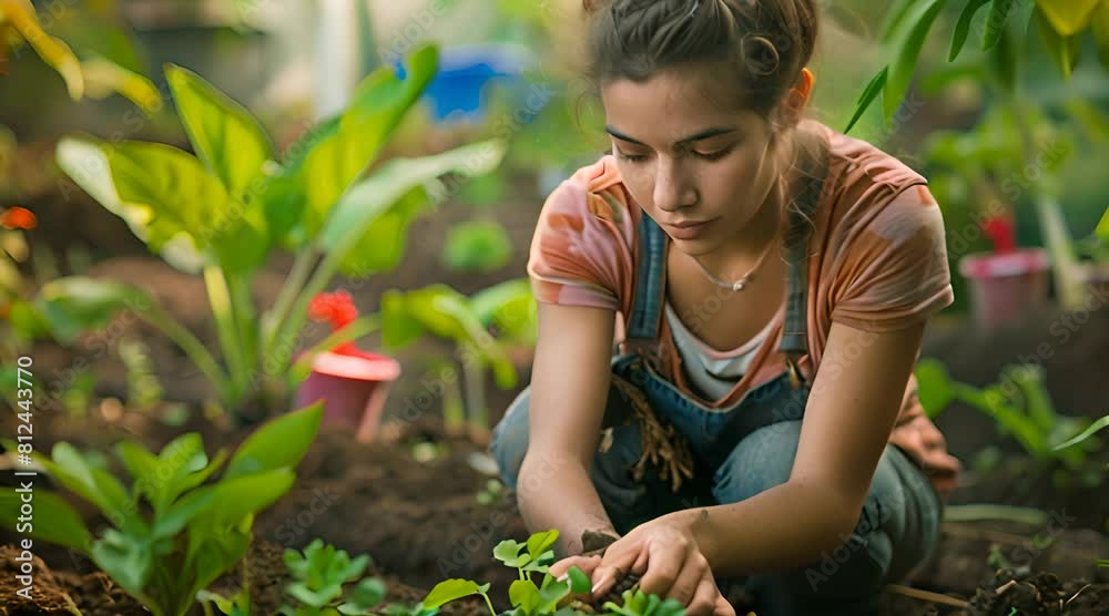 female farmer is harvesting lettuce in the field female farmer is harvesting lettuce in the field
