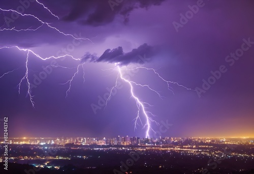 Electric Dreams: Capturing a Purple Lightning Storm Over the City