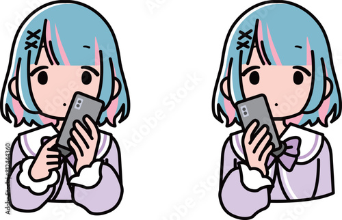 スマホを持つ地雷系・姫系女の子