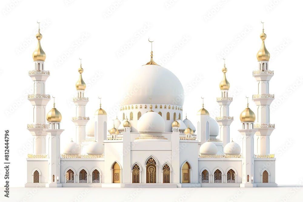 Obraz premium Beautiful white mosque, in arabian style, 