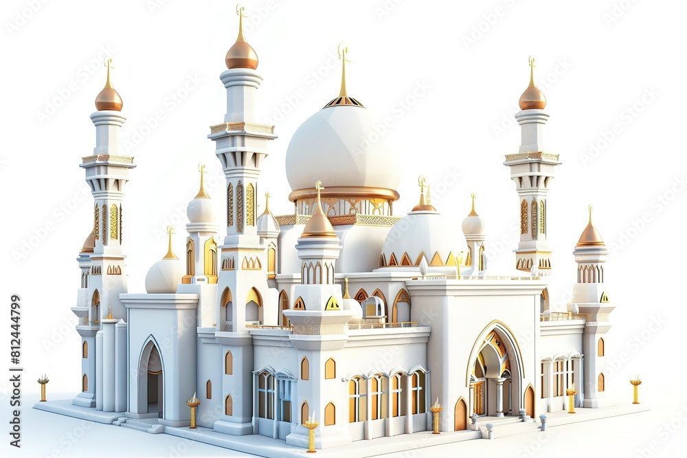 Beautiful white mosque, in arabian style, 