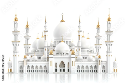 Beautiful white mosque, in arabian style, 
