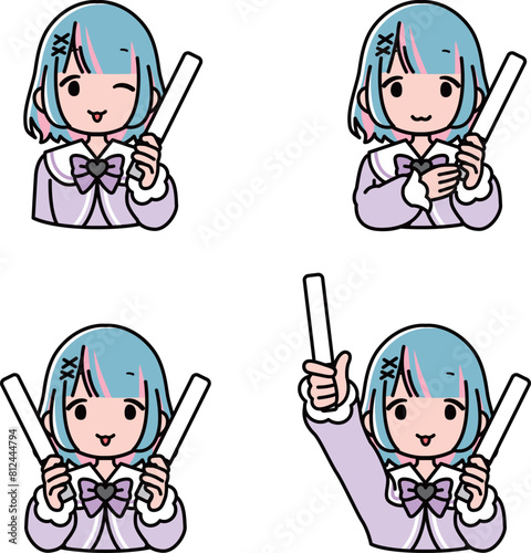 ペンライトを持つ地雷系・姫系の女の子