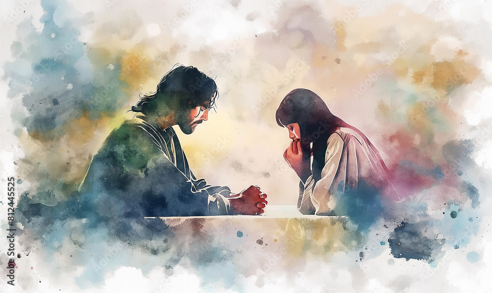Jesus Christ praying infront of people for miracle and hopes salvation ...