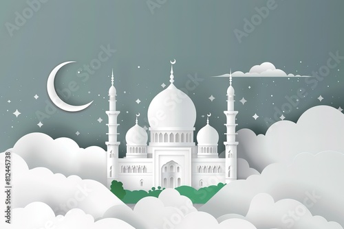 arabic mosque silhouette magic background or backdrop