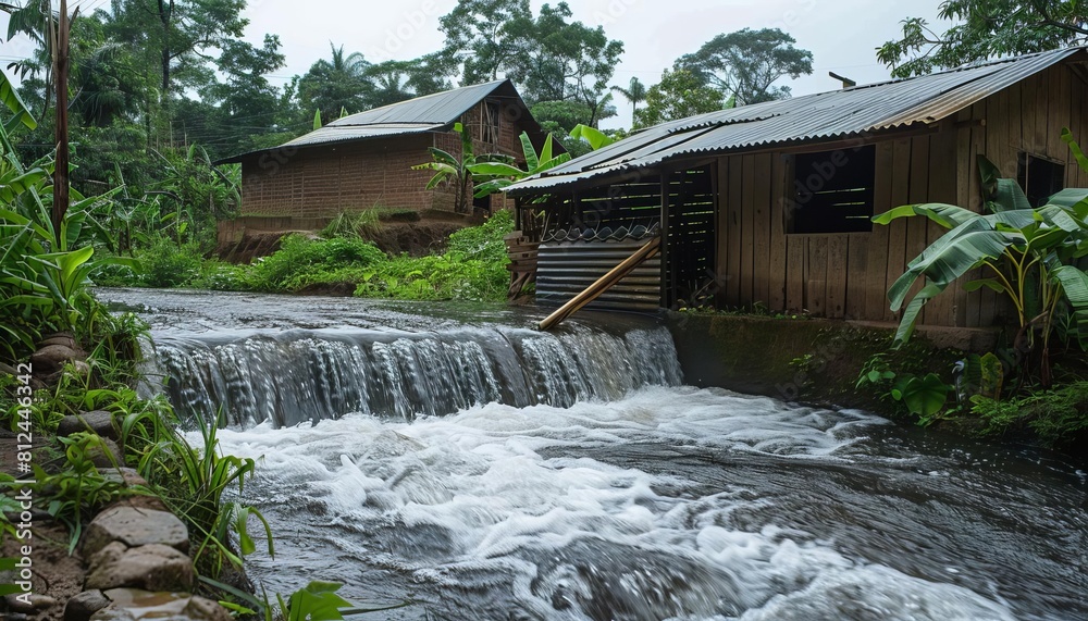 Show A Rural Community Using A Microhydro Power System To Generate
