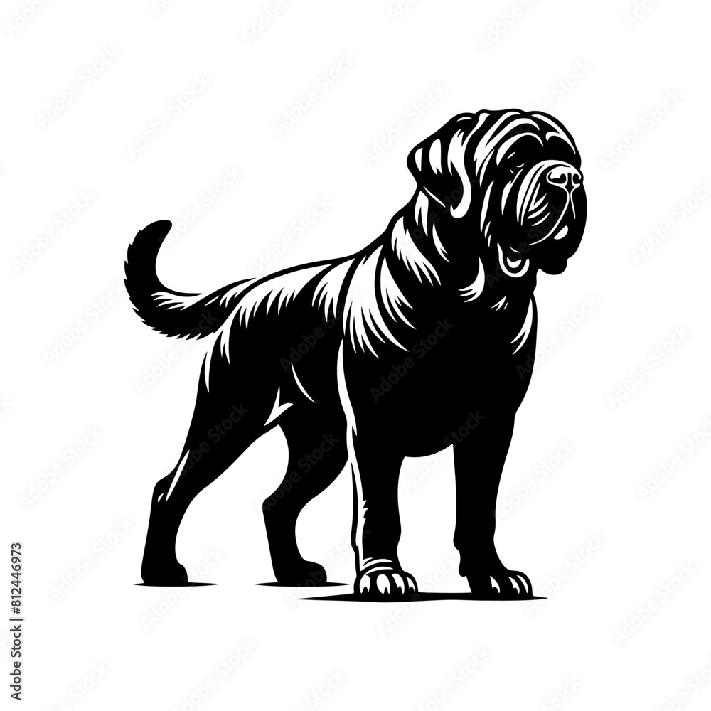 Obraz premium Minimalist English Mastiff Vector- Silhouette of English Mastiff- Illustration Of English Mastiff.