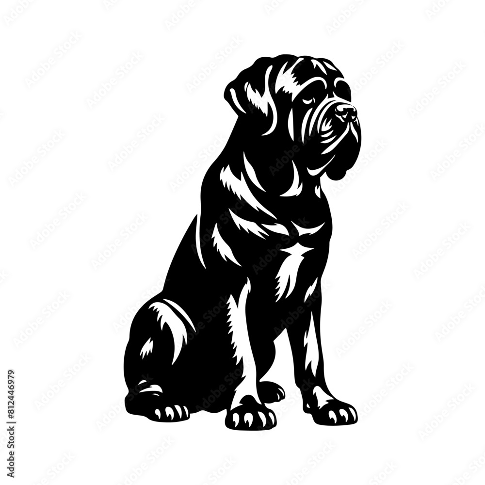 Minimalist English Mastiff Vector- Silhouette of English Mastiff- Illustration Of English Mastiff.