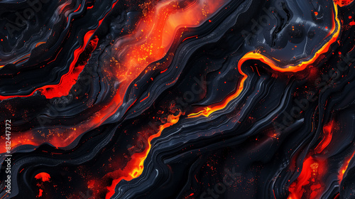 Abstract lava marble texture, black and red hot stone pattern. Wall Art Design for Home Decor, 4K Wallpaper and Background for desktop, laptop, Computer, Tablet, Mobile Cell Phone, Smartphone