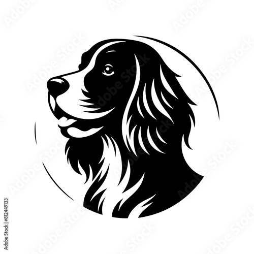 Dog Silhouette- English Springer Spaniel vector silhouette- English Springer Spaniel Illustration- Minimalist English Springer Spaniel Vector Silhouette.