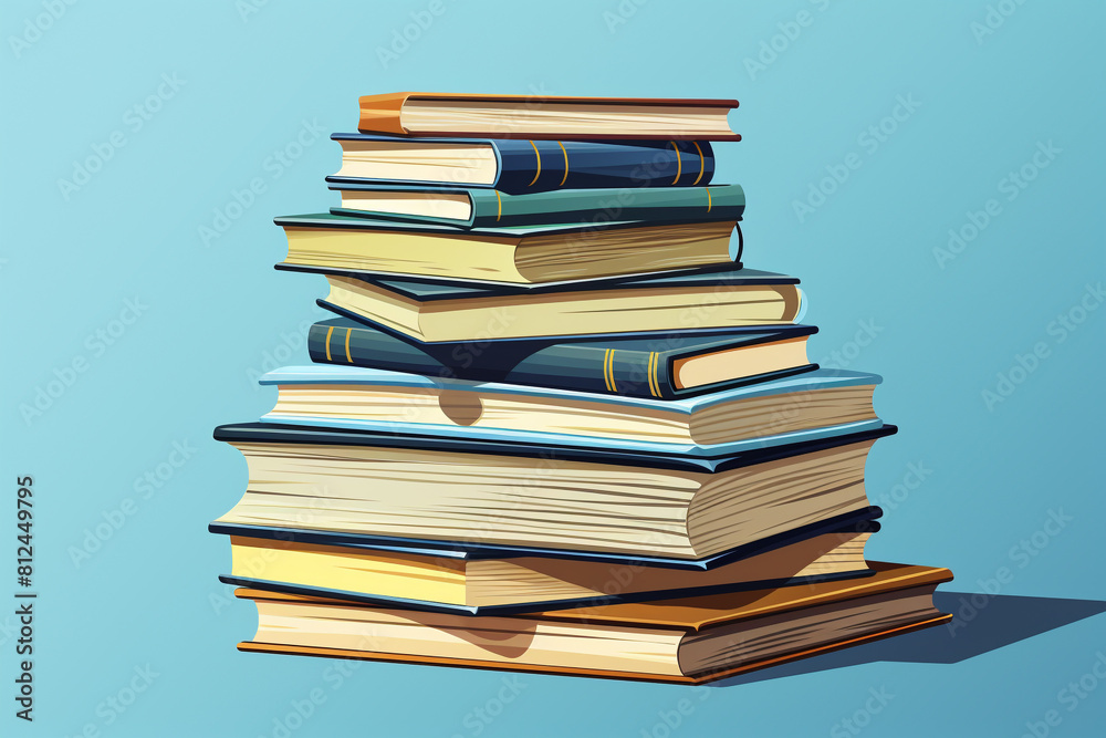 Stack of Books flat design side view literacy theme cartoon drawing Monochromatic Color Scheme Stack of Books flat design side view literacy theme cartoon drawing Monochromatic Color Scheme