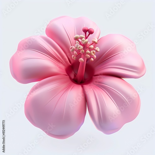 cute hibiscus flower icon, 3D render, white background, generative AI