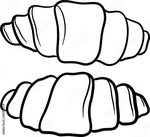 graphic illustration of French croissants with lots of layers on a white background