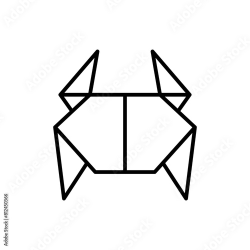Origami crab outline icons, minimalist vector illustration ,simple transparent graphic element .Isolated on white background