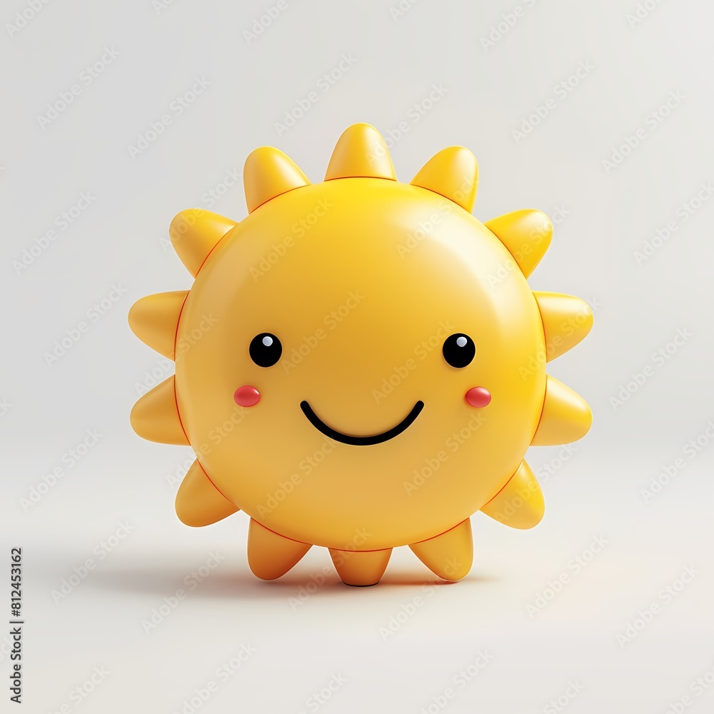 cute sun icon, 3D render, white background, generative AI cute sun icon, 3D render, white background, generative AI