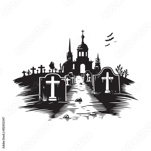 Cemetery  Vector Image on white background