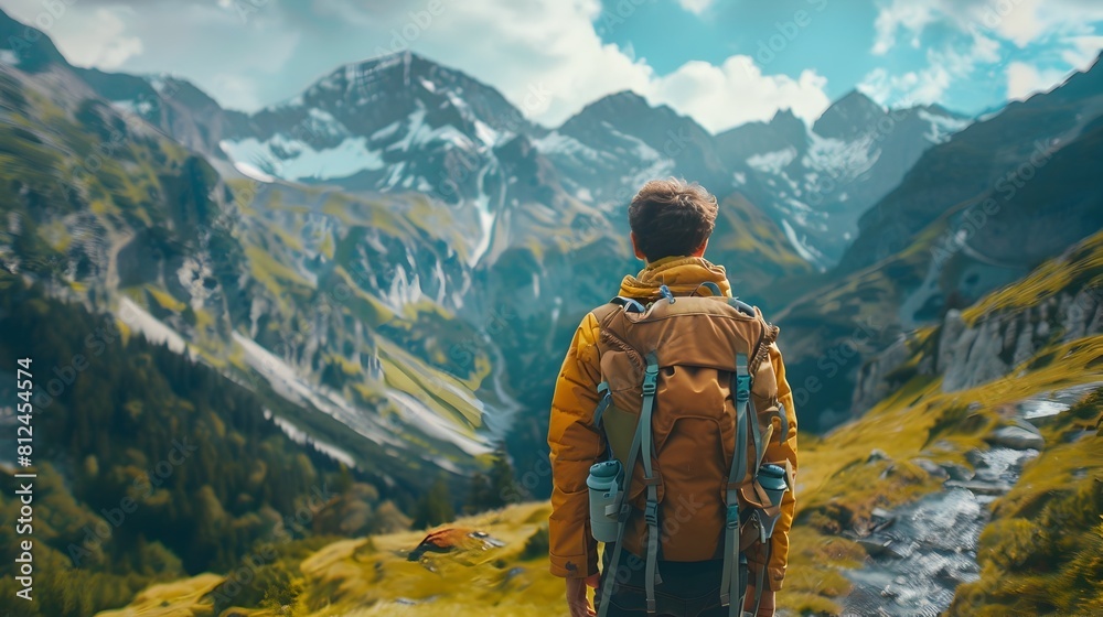 Mountain Guide Leading a Scenic Nature Tour Through Awe Inspiring Alpine Landscapes and Serene Wilderness Vistas