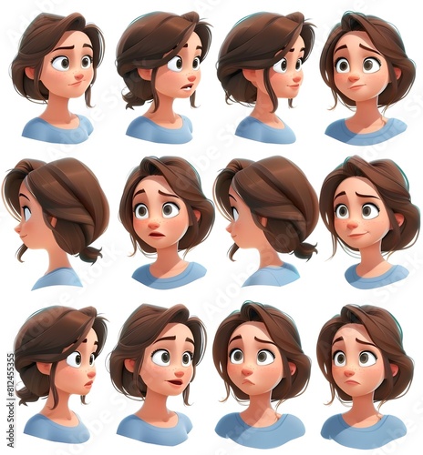 set of women face cartoon illustration