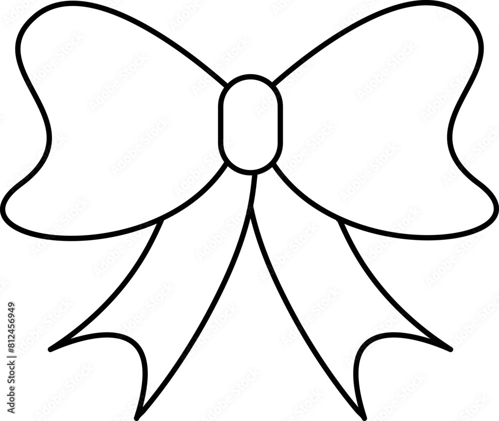 Vector illustration of a black outline of a bow, bow tie Vector illustration of a black outline of a bow, bow tie