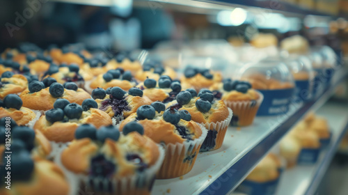 Plump blueberries top delicious cupcakes  tempting the taste buds of dessert lovers.