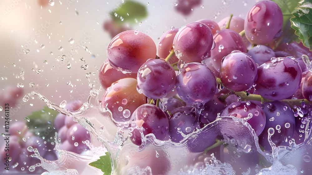 Fresh Grapes with Water Splash: A Juicy Refreshing Moment Fresh Grapes with Water Splash: A Juicy Refreshing Moment