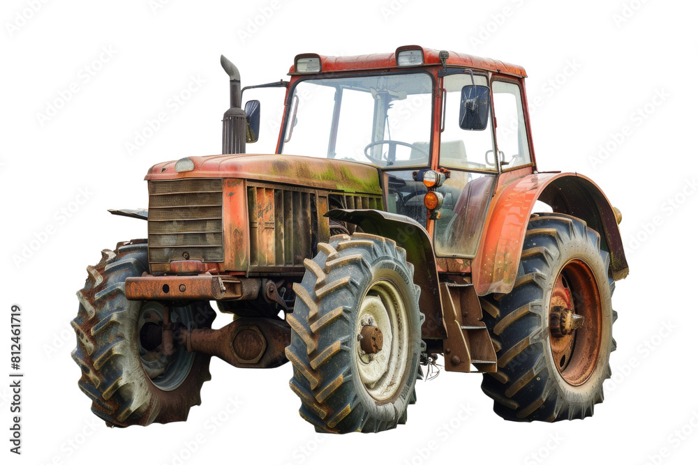 An old tractor with rusted tires An old tractor with rusted tires