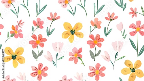 Seamless Floral Pattern Illustration – Delicate Flower Design for Textiles and Wallpaper