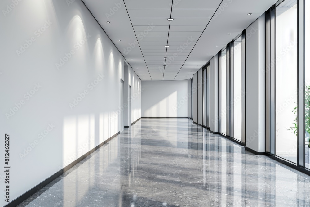 Empty Wall Mockup in Modern Office Interior created with Generative AI Empty Wall Mockup in Modern Office Interior created with Generative AI